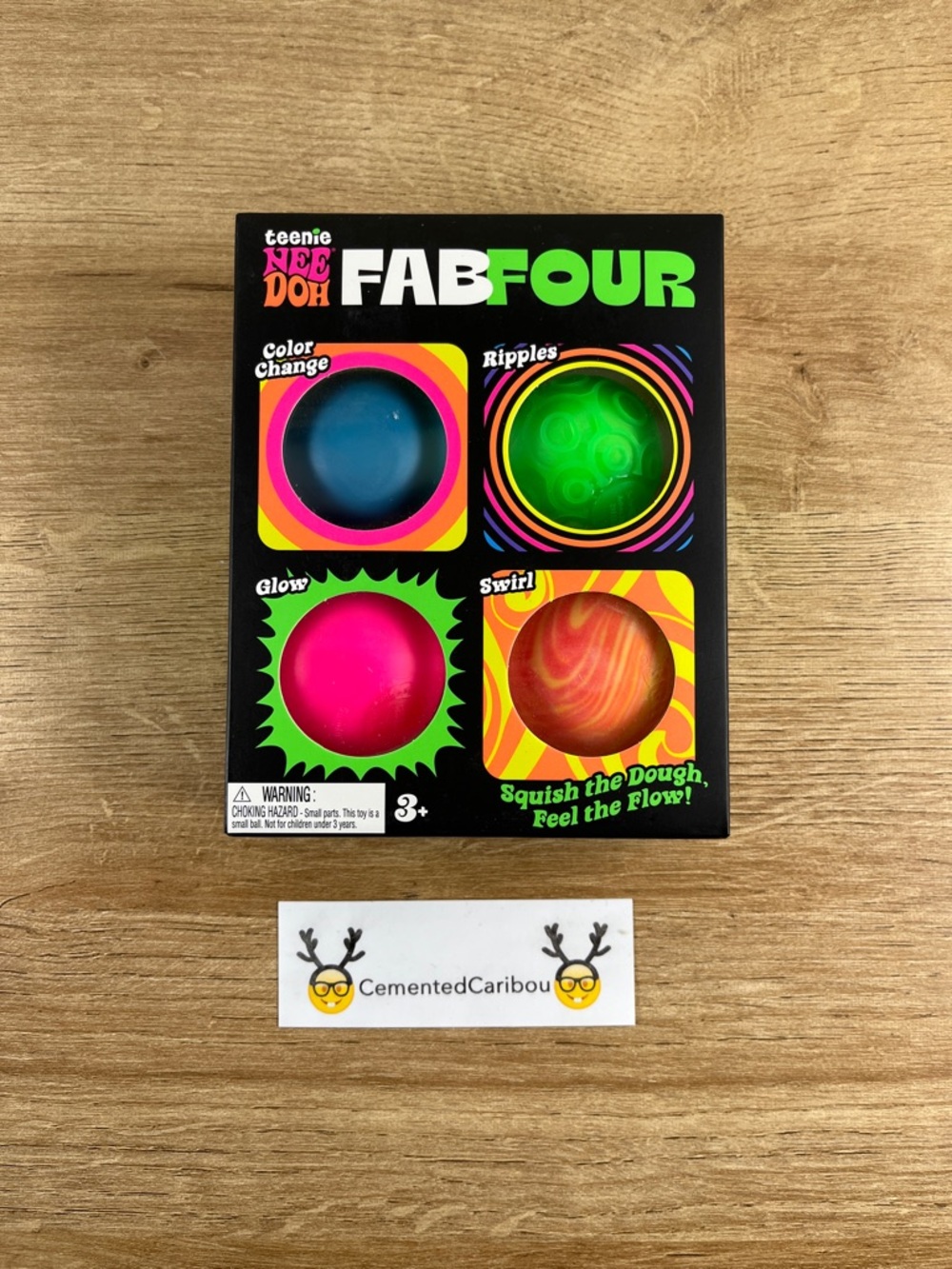 NeeDoh Teenie Fab Four 4 Pack (Color Change, Ripples, Glow, & Swirl) NEW SEALED